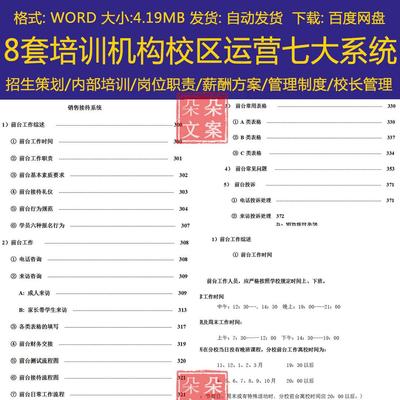 教育培训机构校区运营七大系统行政财务教务管理市场运营销售系统